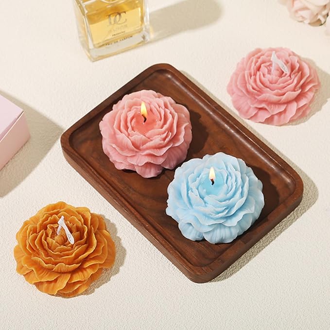 2Pcs Peony Silicone Candle Flower Wax Mold Silicone for Candles Resin Making Molds Moldes De Silicona para Hacer Velas Artesanales De Silicona,for Making Mothers Day Gifts for Mom Daughter