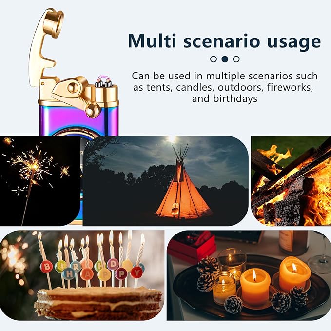 GADATOP Electric Lighter Rechargeable USB Lighter Flameless Windproof Lighter Personalized Creative Rocker Double Arc Plasma Lighter with Luminous Dial LED for Men and Women Gifts (Color Ice)