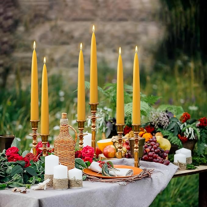 30 Pack Beeswax Taper Candles, 8 in Dripless Pure White Beeswax Candle Sticks,8 Hours Long Burning Natural Bees Wax Candle for Home,Unscented Smokeless Tapered Candlesticks for Dinner