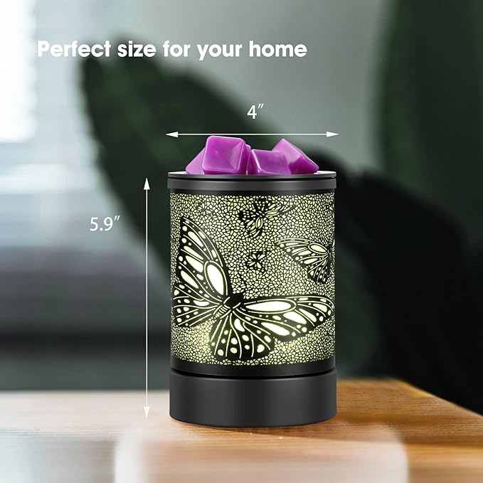 Enaroma Fragrance Wax Melts Warmer with 7 Colors LED Changing Light Scent Oil Candle Warmer for Home Office-ButterflyTimer