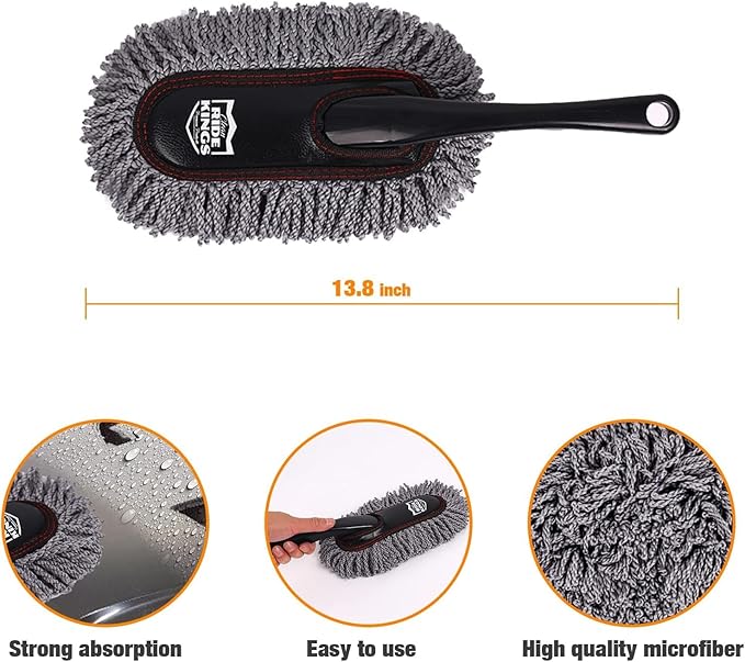 Car Duster Exterior Scratch Free, Microfiber Car Duster Kit, Interior & Exterior Cleaning Tools, Dashboard Detailing Brush, Pollen Removing, Extendable Handle, Gifts for Men Women
