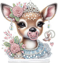 antor DIY Diamond Painting Desktop Ornament Kit, Acrylic Tabletop Diamond Art Decoration, Special Shape Diamond Painting Figurine Ornaments DIY Crafts Gift, Deer with Pink Rose Crown