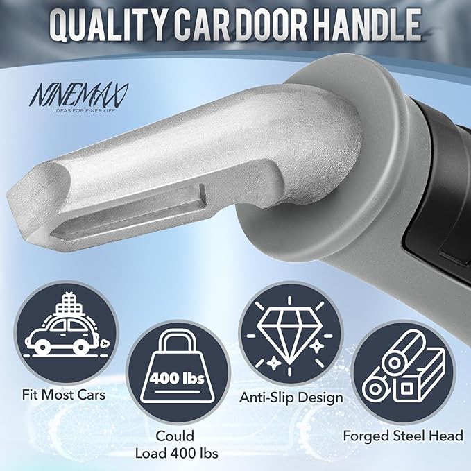 NINEMAX Car Door Handle for Elderly Car Handle Assist Support, Auto Grab Handles, Portable Car Door Cane for Seniors, Handicap (Black, Grey 1 pc)