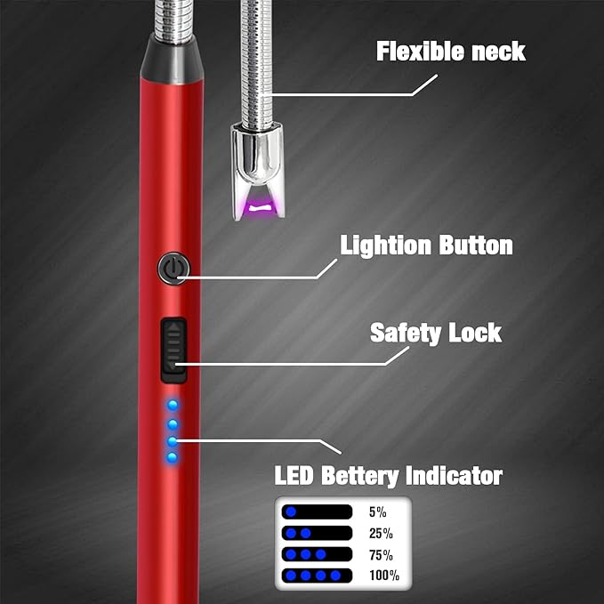 8 Pack Candle Lighter Electric Rechargeable Flameless Arc Lighters Flexible Neck USB Plasma Long Lighter for Candles BBQ Grill Camping Birthday Fireworks