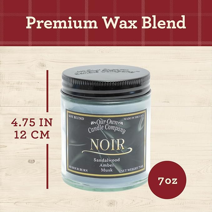 Our Own Candle Company, Noir Scented Mason Jar Candles, 40 Hour Burn Time, 7 Ounces (3 Pack)