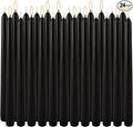 24 Pack Black Taper Candles, 7-8 Hours Burn Time, Unscented, Smokeless and Dripless, 10 Inch Dinner Candle Set for Household, Wedding, Party and Home Décor Candlesticks.