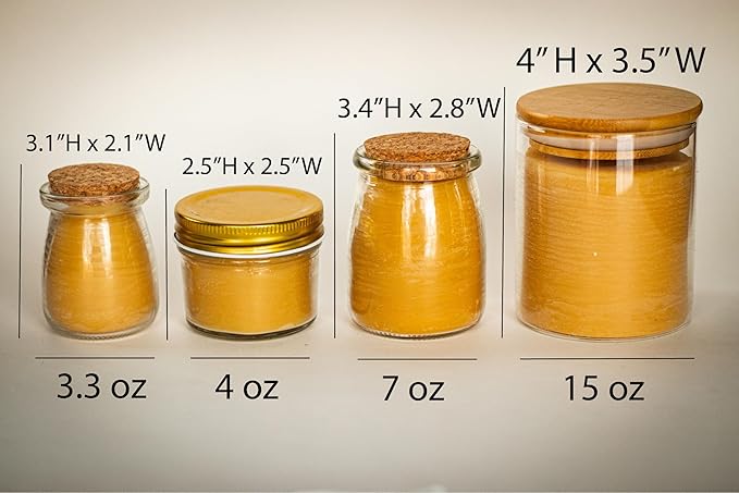 BeeTheLight Beeswax Jar Candle - 100% Pure USA Bees Wax in Glass Container - All Natural Light Honey Scent