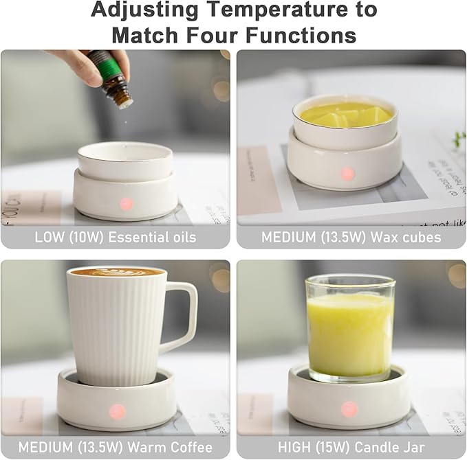 Candle Wax Melt Warmer with Safety Timer Auto Shut-Off Ceramic Electric Wax Burner Melter Timer Adjust Fragrance Intensity for Scented Wax Melts Candle Jars Essential Oils Home Office Gift Decor