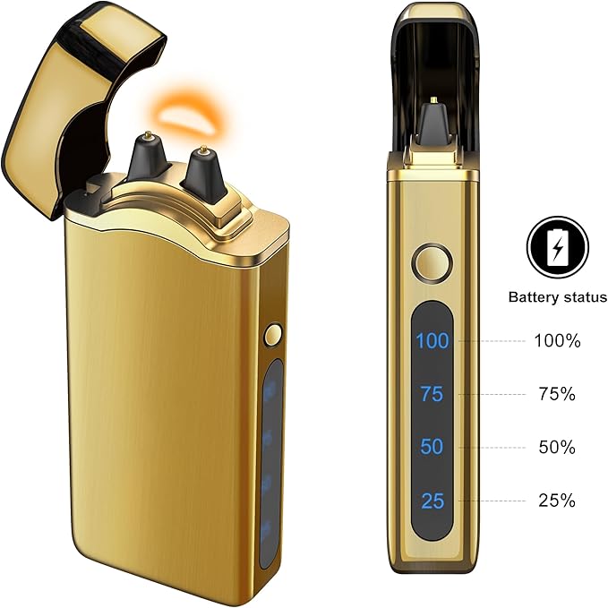 Big Arc Lighter Magical “Flame” USB Rechargeable Plasma Electric Cool Lighter (Gold)