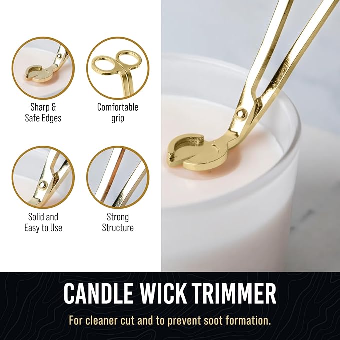 Craft911 Elegant 3-in-1 Golden Candle Care Kit: Wick Trimmer, Snuffer, Dipper for Candle Enthusiasts