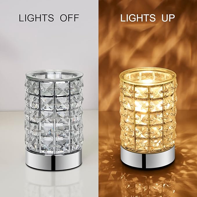 Crystal Touch Electric Wax Melt Warmer with Dimmable Fragrance Candle Melter Warmer for Warming Scented Candle Oil Burner- Spa,Aromatherapy (Transparent Crystal)