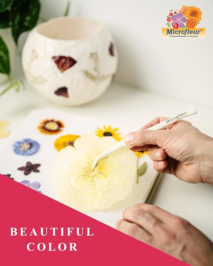 Microfleur Flower Preservation Press Kit, Portable Quick & Easy for Pressed Flowers, Craft Flower Press Kit, Pressing Dry Bouquet & Leaf, Washable Cloth for Lasting Color Fits Most Microwave, 9" 23 cm