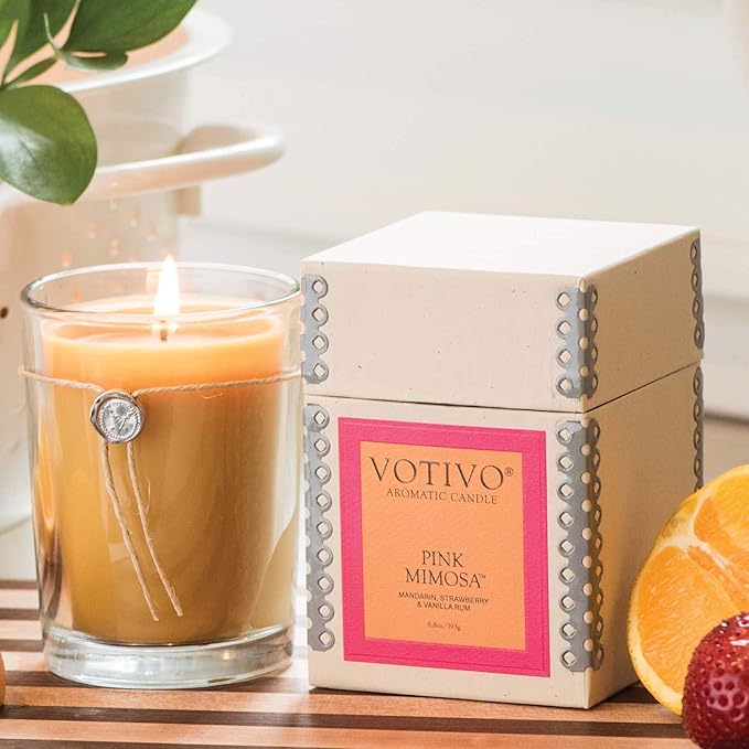 VOTIVO 6.8oz Aromatic Candle-Pink Mimosa