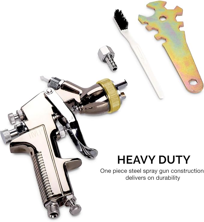 NEIKO 31215A HVLP Spray Gun Paint Sprayer, 1.7 mm Spray Paint Gun, Nozzle Size 600 cc Air Gauge Regulator, Auto Paint Spray Gun, HVLP Spray Gun Kit