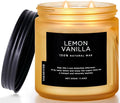 M&SENSE Lemon Vanilla Home Scented Candles, 11.6oz Organic Soy Wax, 70-Hour Clean Burning, Natural Candles Non Toxic, Citrus Scent for Relaxation, Aromatherapy Housewarming Gift for Men Women