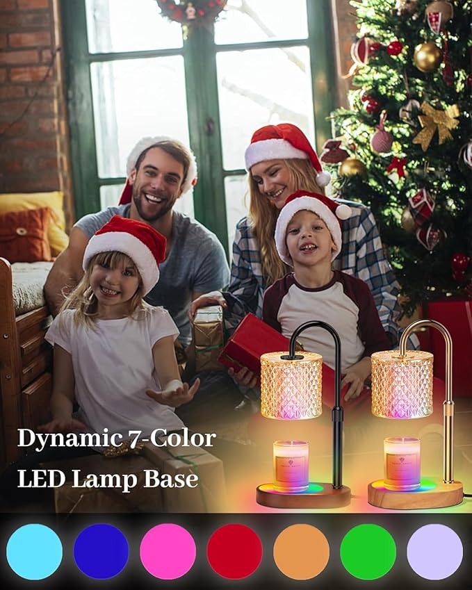 Engpure Candle Warmer Lamp with 8 Colors LED Changing and Timer Dimmer, Candle Warmer with RGB Model Height Adjustable for All Size Scented Candles with 2 Bulbs, Christmas Gift for Mom, Wife,Friends