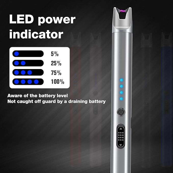 Luxgaze 8 Pack Electric Candle Lighter Rechargeable USB Lighters Flameless Windproof Plasma Arc Lighters with Safety Lock Long Lighter for Candle BBQ Camping Birthday Party