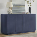 64" Sideboard Buffet Cabinet with Storage, Modern Fluted Accent Credenza with Adjustable Shelves, Wood Coffee Bar Console Table for Living Room Kitchen Dining Room Hallway, 31.5" H, Blue
