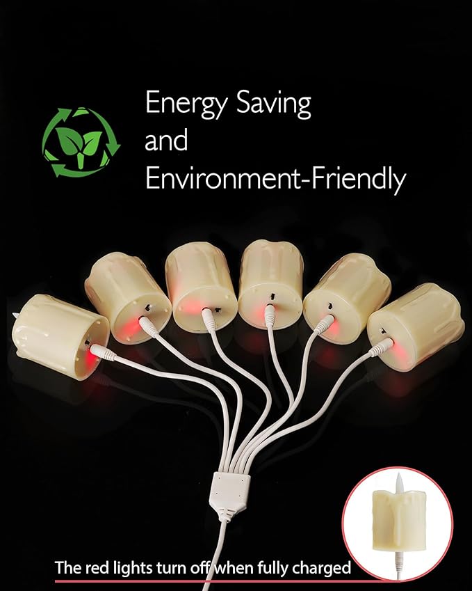 Homemory Rechargeable Flameless Candles with Timer Remote, 2" x 2" Realistic Battery Operated LED Votive Tea Lights, 12Pack Electric Fake Candle in Warm White (USB Charging Cable Included)