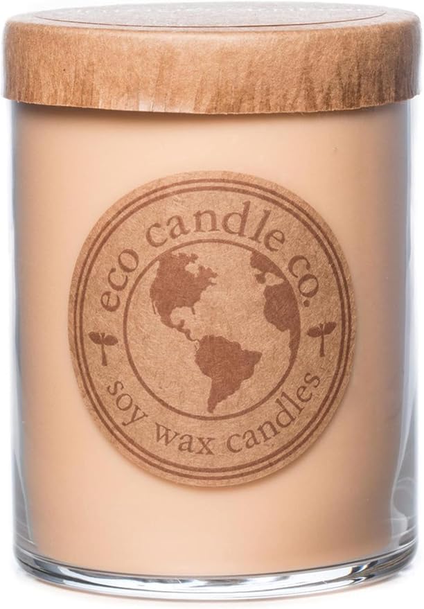 ECO CANDLE CO. Recycled Candle, Vintage Amber, 18 oz. Double Wick - Scents of Wood Resin, Nutmeg, Cinnamon, & Vanilla - 100% Soy Wax, No Lead, Kraft Paper Label & Lid, Hand Poured, Midwest Soybeans