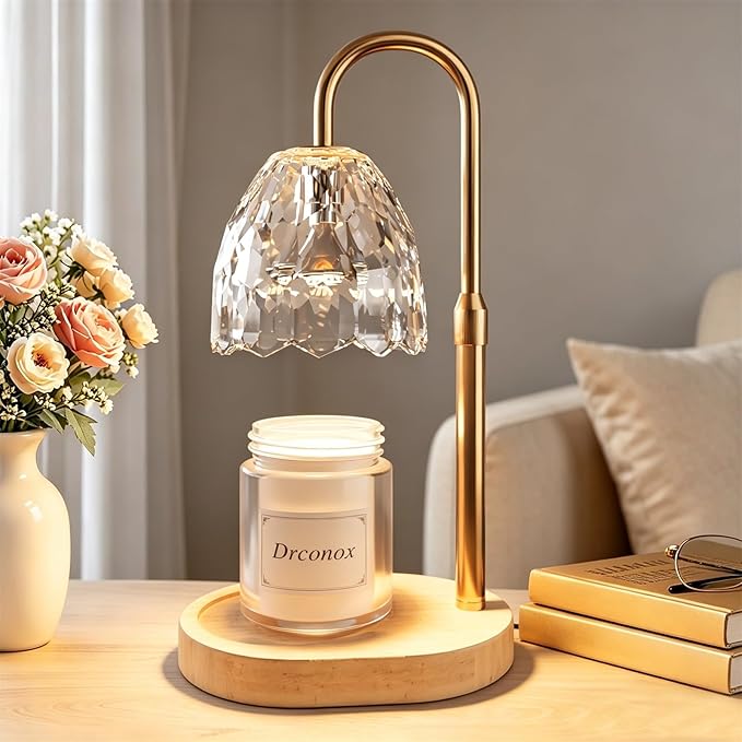 Candle Warmer Lamp with Timer Dimmable, Adjustable Height Wax Melt Warmer for Jar Candles, Birthday Gifts for Women, House Warming Gifts New Home Decor with 2 Bulbs, Clear