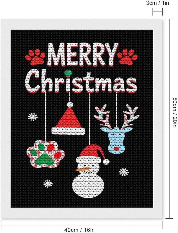 AIVKIEJK Diamond Painting Kits for Adults - Merry Christmas Paw Painting DIY 5D Full Drill Diamond Dots Paintings with Diamonds Gem Art and Crafts Home Decor 16"x20"