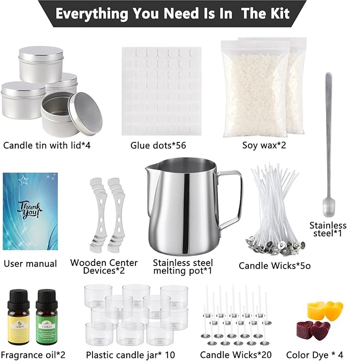Yiodauh Candle Making Kit Simple DIY Candle-Making Set, Easy to Make, with Essential Oil for Aromatherapy