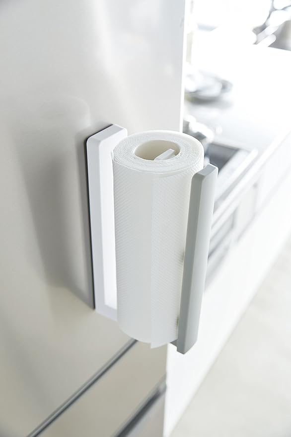 Yamazaki Industries 3420 Magnetic Kitchen Paper Holder with Stopper, Plate, White