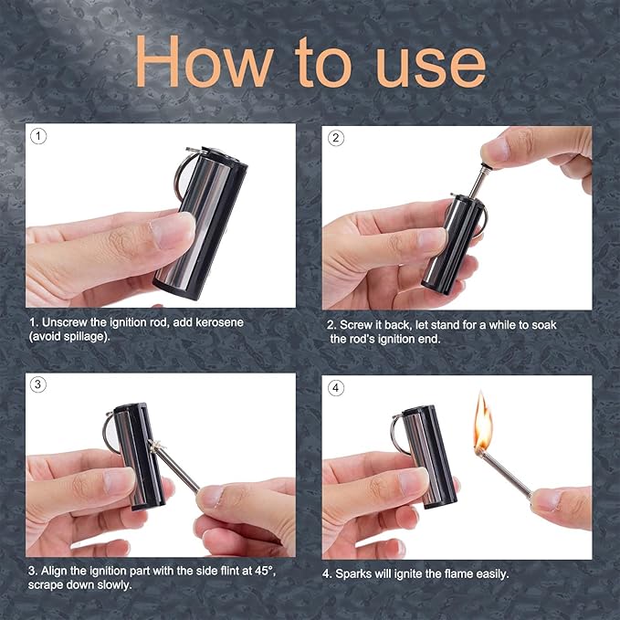 5-Pack Permanent Match Lighter - Waterproof Keychain Survival Tool for Camping, Candles & Emergency