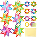 Qyeahkj 36 Set Summer Star Suncatchers Crafts for DIY Star Window Tissue Paper Craft Kit Art Ornament Hanging Decor for Home Activity Art Project Birthday Party Favors Gifts
