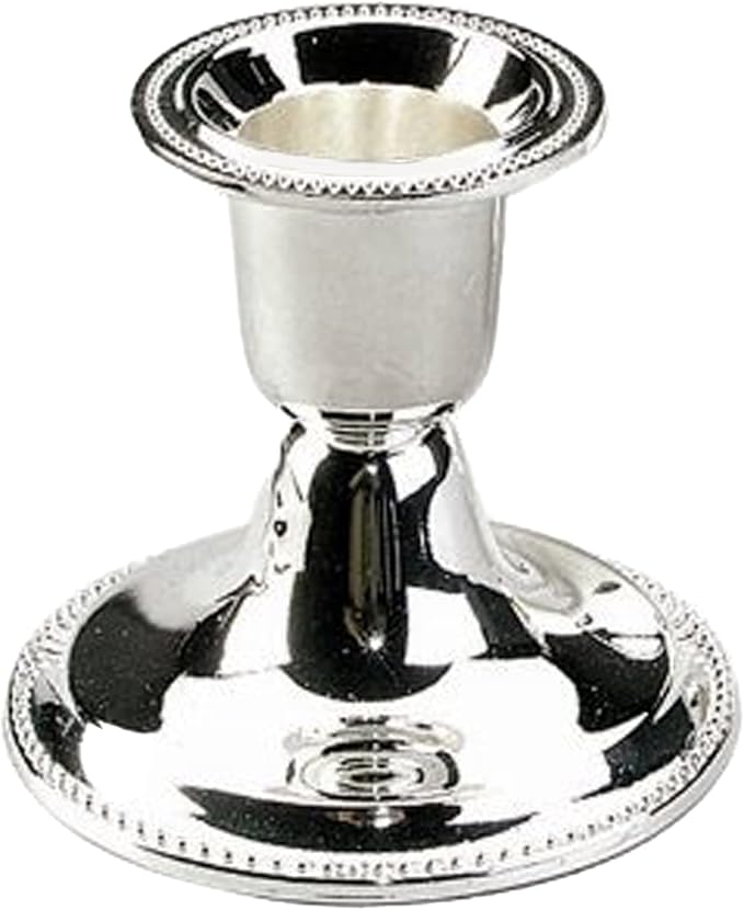 The Dreidel Company Silver Candle Holders, Shabbat Candle Sticks, Ornate Silver Plated Design, 2.5 Inches (2-Pack)