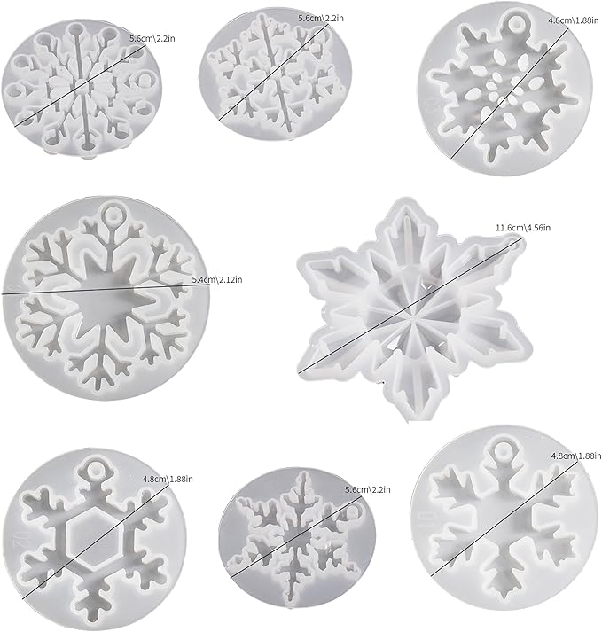 8 Pack Pendant Molds Snowflake Resin Mold - Resin Casting Silicone Molds for Home Decor & Candle Making Wave Spiral Mold