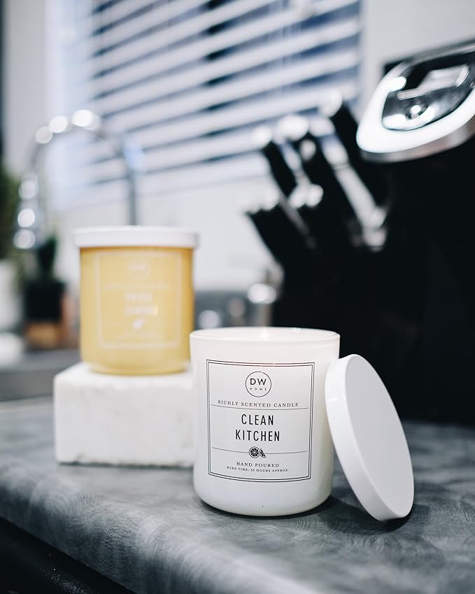 DW Home Clean Kitchen Scented Candle for Home, 9 oz, Medium Single Wick Candle Jar, Up to 33H Burn Time, Luxury Scented Candle for Relaxation, Gifting, Home Décor