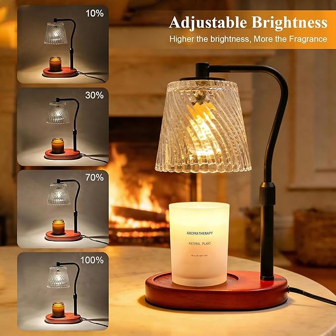 Candle Warmer Lamp with Timer Dimmable, Mother's Gifts for Mom with Charming Box, Adjustable Wavy Clear Lamp Candle Warmer for Scented Candles, Housewarming Gift for Retro Home Decor