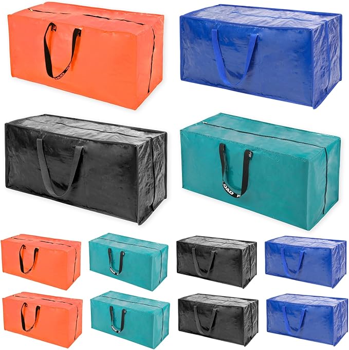 Multi Colors Moving Bags - 8 Pack Extra Large Heavy Duty Storage Bags With Zipper & Reinforce Handles | 29x14x13 Inch Moving Tote Bags Bulk For Clothing, Shoes, Travel
