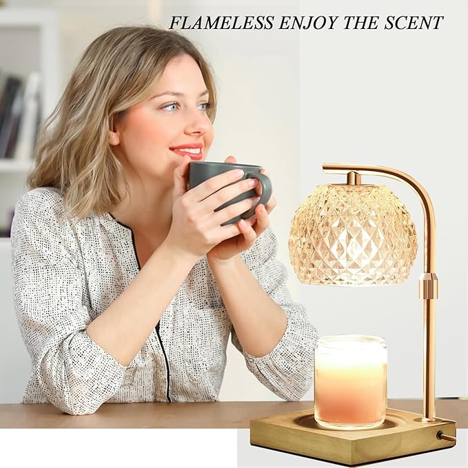 Mocalido Candle Warmer Lamp with Timer, Dimmable Electric Candles Warmer Adjustable Height, Top Candle Melter Lamp for Scented Jar Candles, Clear, Gifts for Mom Women