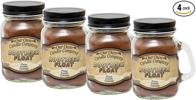 Rootbeer Float Scented Mini Mason Jar Candle by Our Own Candle Company, 3.5 Ounce (4 Pack)