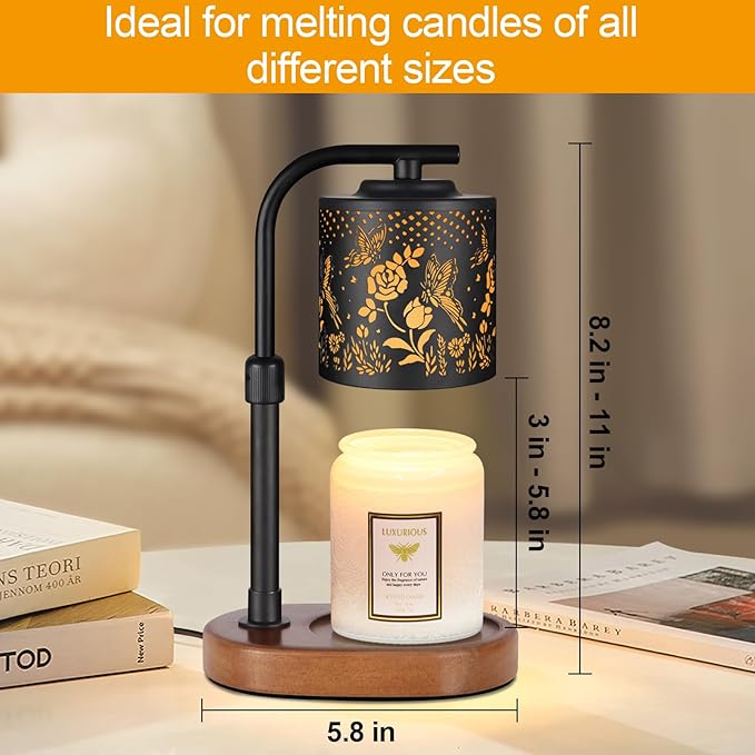 Candle Warmer Lamp,Birthday Gifts for Women Mom,Adjustable Height for Scented Jar Candles,Electric Candle Lamp Warmer for Home Decor(Butterfly Roses)