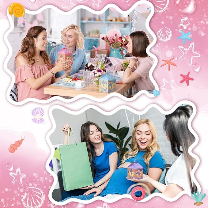 Simgoing 12 Sets Mermaid Lanterns Crafts with LED Candles Mermaid Tissue Paper Crafts Kits DIY Paper Lanterns for Party Decor Activities