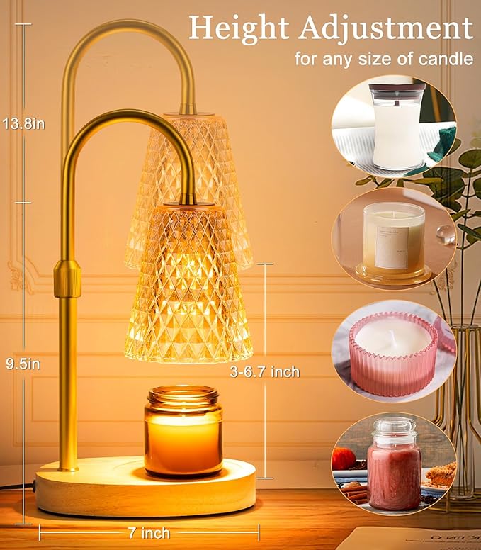 Candle Warmer Lamp Electric Timer - Candle Lamp Warmer, Mothers Day Gifts for Mom & Women, House Warming Gifts for Scented Wax with 2 Bulbs Jar