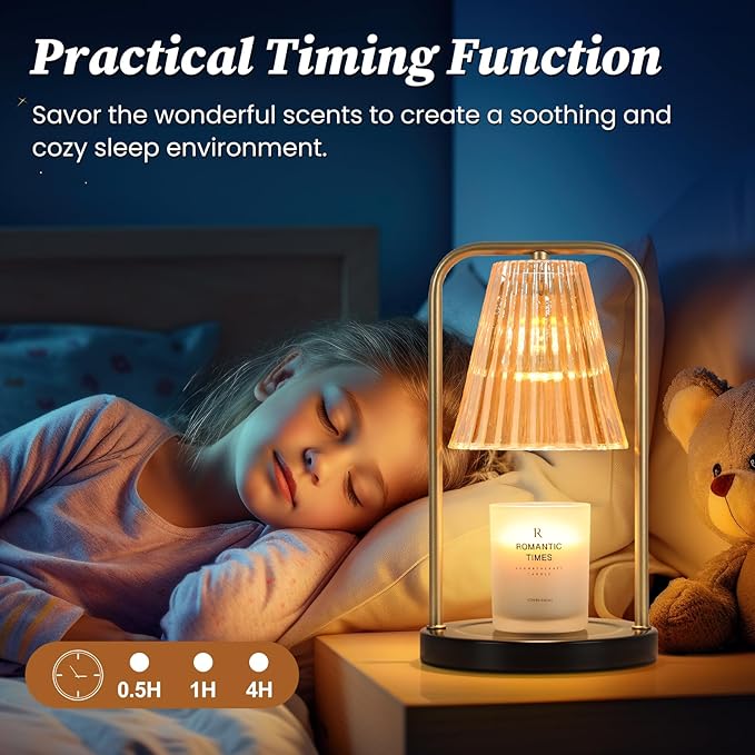 2-Pack Candle Warmer Lamps with Timer, Electric Candle Lamp Warmer for Jar Candles, Dimmable Wax Melt Warmer with 4 Bulbs, Mom Birthday House Warming Gift New Home, Vintage Home Decor