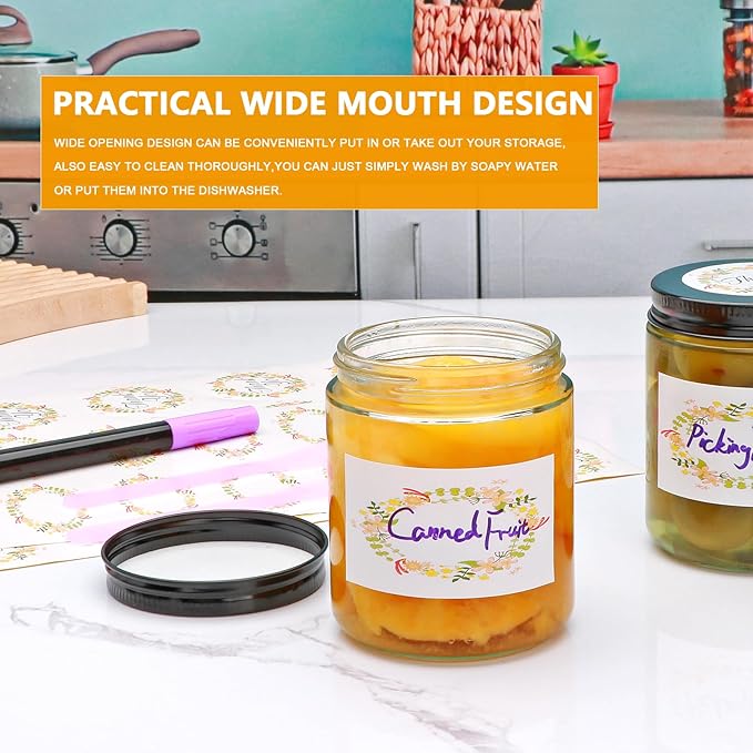 Salzesfalls 16 Pack Clear Candle Jars for Making Candles,8 oz Glass Jars with Lids,Candle Jars with 16 Metal lids,Canning Jars For Candles,Spice,Powder,Liquid,Sample