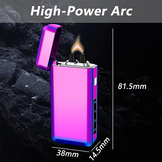 Electric Lighters Rechargeable Flame Arc Type-C Plasma Lighter Windproof Candle Cool Lighter with Smart Chip for Camping, Adventure (Color)