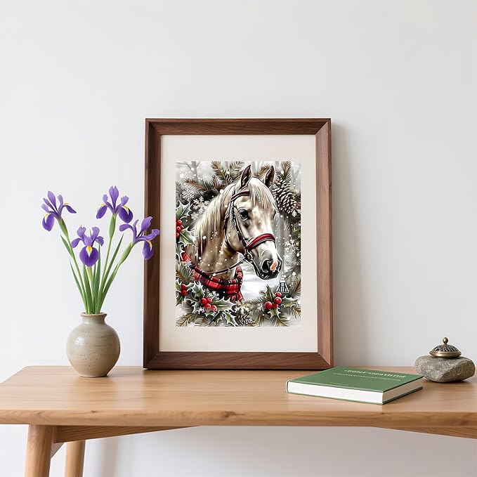 Skyboda Horse Diamond Art Kits for Adults Beginners, Christmas Diamond Painting Kits for Adults,5D Full Drill DIY Diamond Dot Gem Art Kit Wall Home Decor Arts Craft 12x16 inch