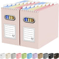 Oterri Cardboard File Organizer Box for Hanging File Folders Letter Size,File Box for Computer Desk,File Cabinet,Working Home,Office,Classroom (Light Pink, Letter Size - 2 Packs)