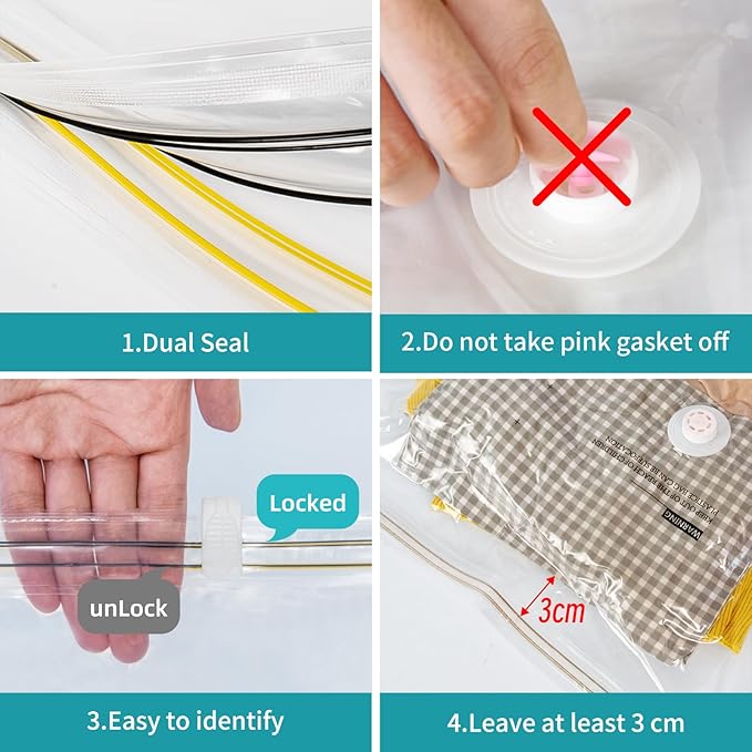 Vacuum Storage Bags for moving, Vacuum Seal Bags for Memory Foam, Latex, Clothing & Bedding, Space Saver Bags for Organization and Storage (Small)