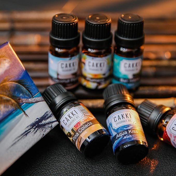 Summer Essential Oils for Diffusers for Home, CAKKI Fragrance Oils Set, Long Lasting, 6X10ml with Coconut, Pina Colada, Aqua Kiss, Bali Island, Strawberry, Aromatherapy Oils, for Candles Making
