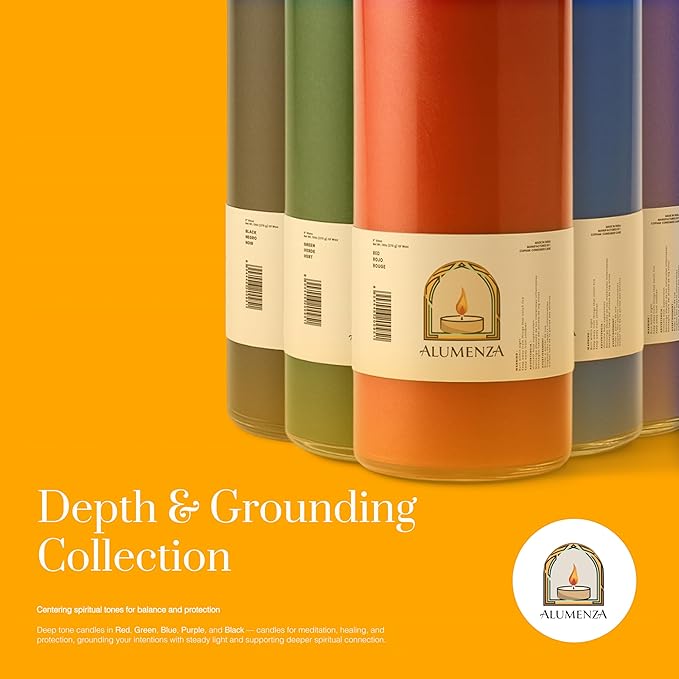 Bulk 6 Pack Orange 7 Day Candles in Glass Jar – Paraffin Wax, Clean Burning Unscented | Large & Tall Devotional Prayer Pillar Candles for Home, Memorial, Spells, Long Lasting