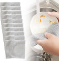 Multipurpose Wire Dishwashing Rags for Wet and Dry, New Double Layer Wire Cleaning Cloths Non Scratch Wire Dishcloth Rag, Reusable Scrubbing Pads for Washing Dishes Kitchen Supplies (10PCS)