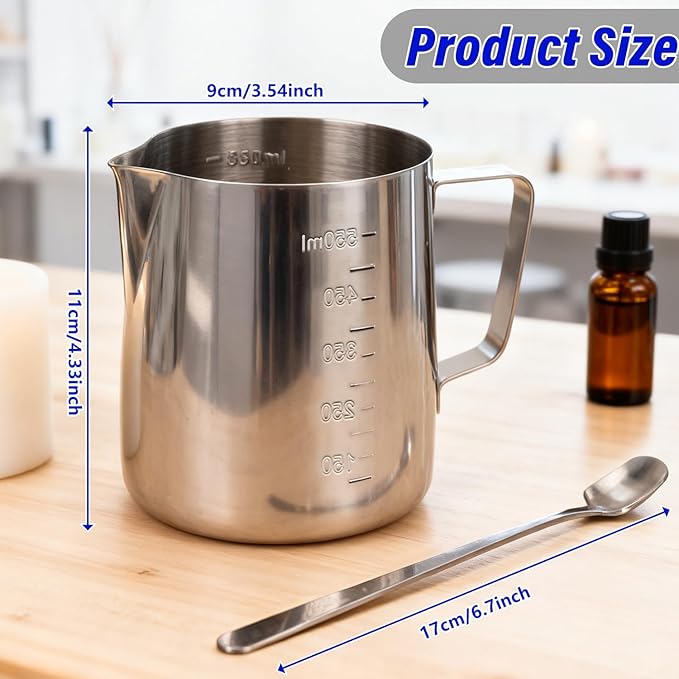 2-in-1 Wax Melting Pouring Pot for Candle Making & Latte Art, Thick Bottom with Perfect Spout for Melting Soy Wax, DIY Crafts, and Coffee Bar